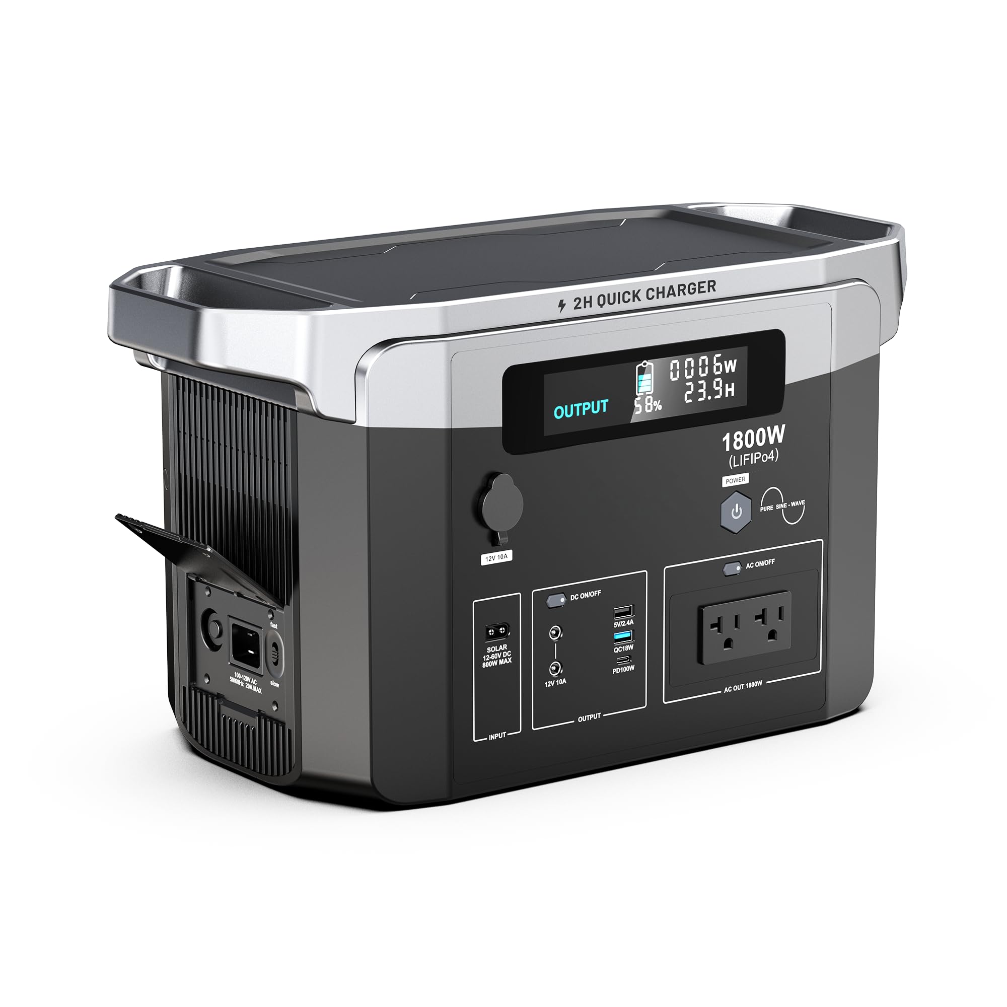 ECOPLAY Powerstation EP1800 1536Wh + 100W Solarpanel - LiFePO4 Solar Generator