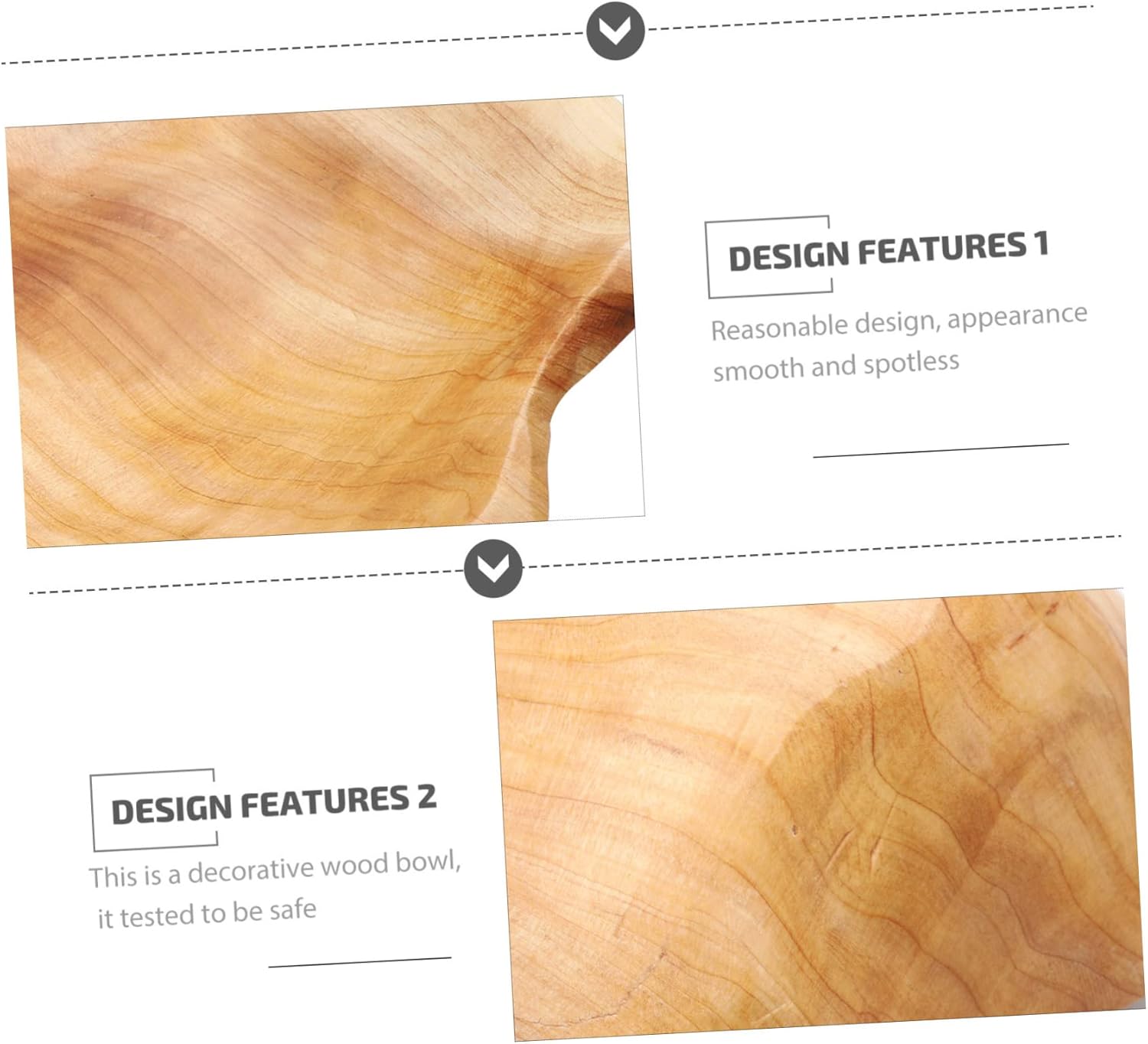 Amosfun Elegant Solid Wood Fruit Plate Large Bowls for Fruit and Veggie Storage Cake Plate Trifle Bowl