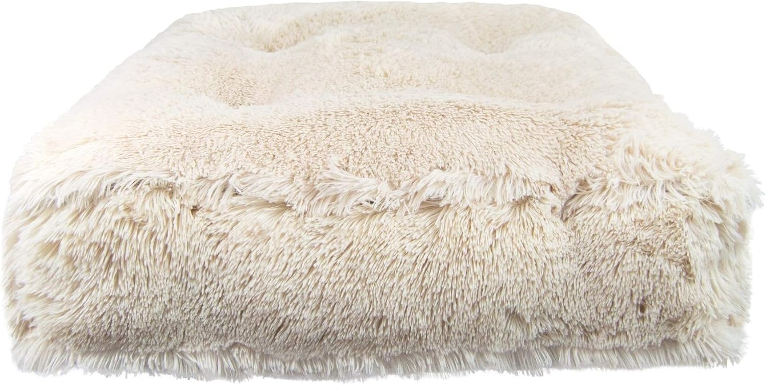 Bessie and Barnie Frosted Willow Extra Plush Shag Faux Fur Luxury Sicilian Rectangle Pet/Dog Bed (Multiple Sizes)