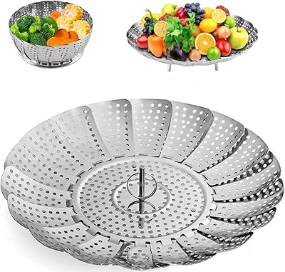 Steamer Basket Stainless Steel Instant Pot Accessories for Food and Vegetable, Zocy Premium Expandable Steam Basket to Fit Various Size Pots Medium (6.1" to 10.5"))