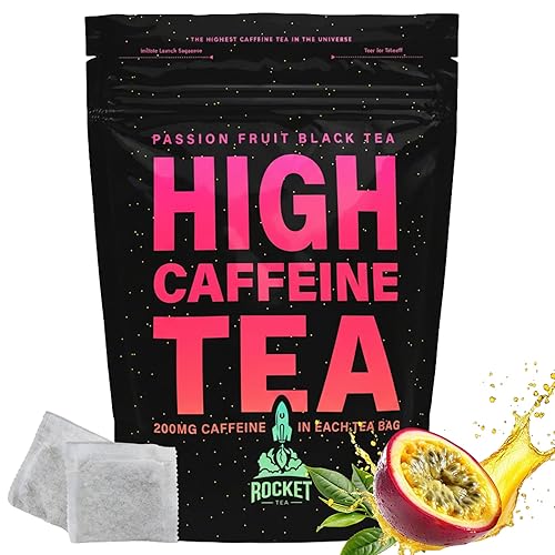 Té de alta cafeína – Té negro de maracuyá altamente cafeinado – Mezcla natural, té de alta energía, alternativa al café con 200 mg de cafeína,