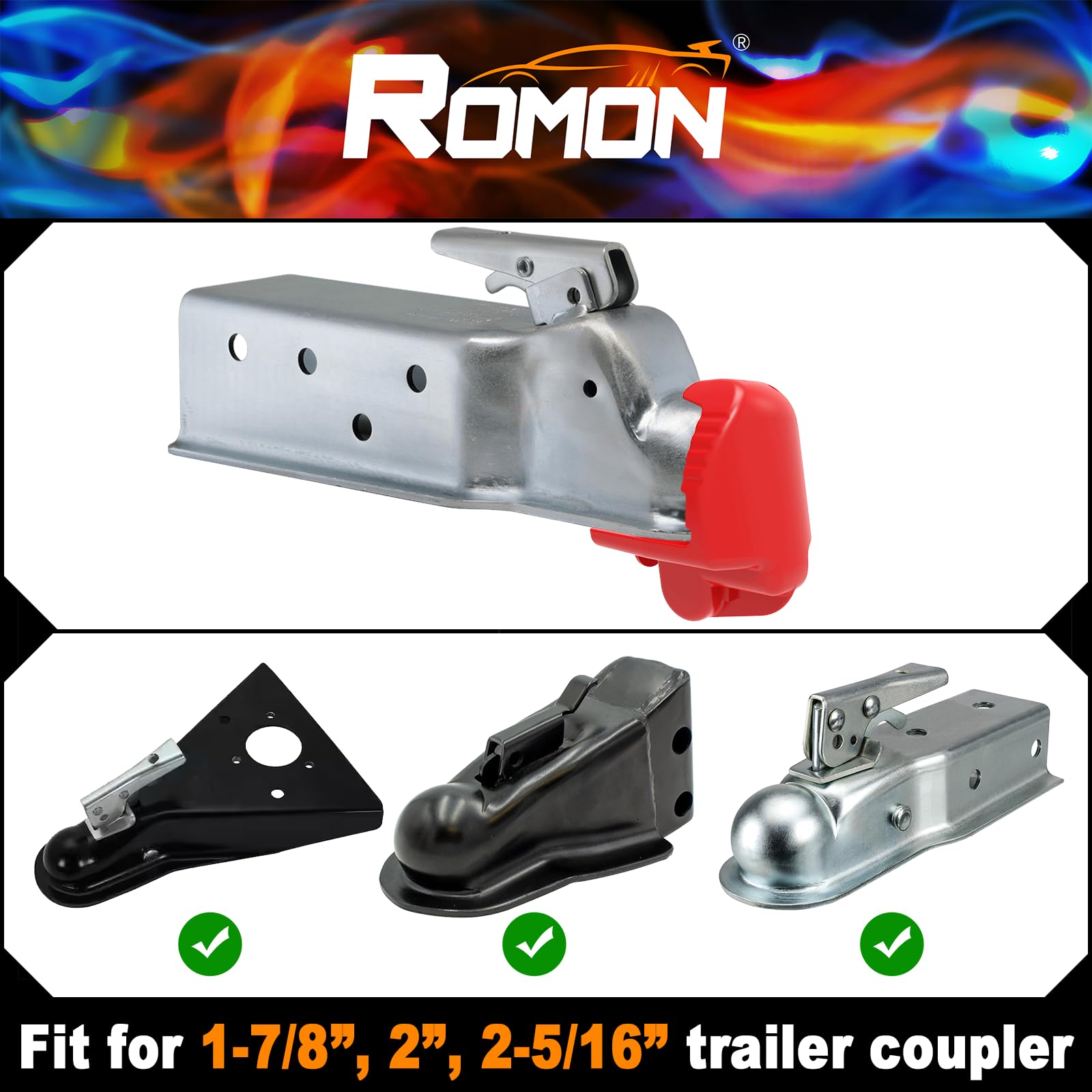 Vershin Universal Trailer Hitch Lock - Heavy Duty Steel Lock Fits 1-7/8", 2", And 2-5/16" Couplers - View #5