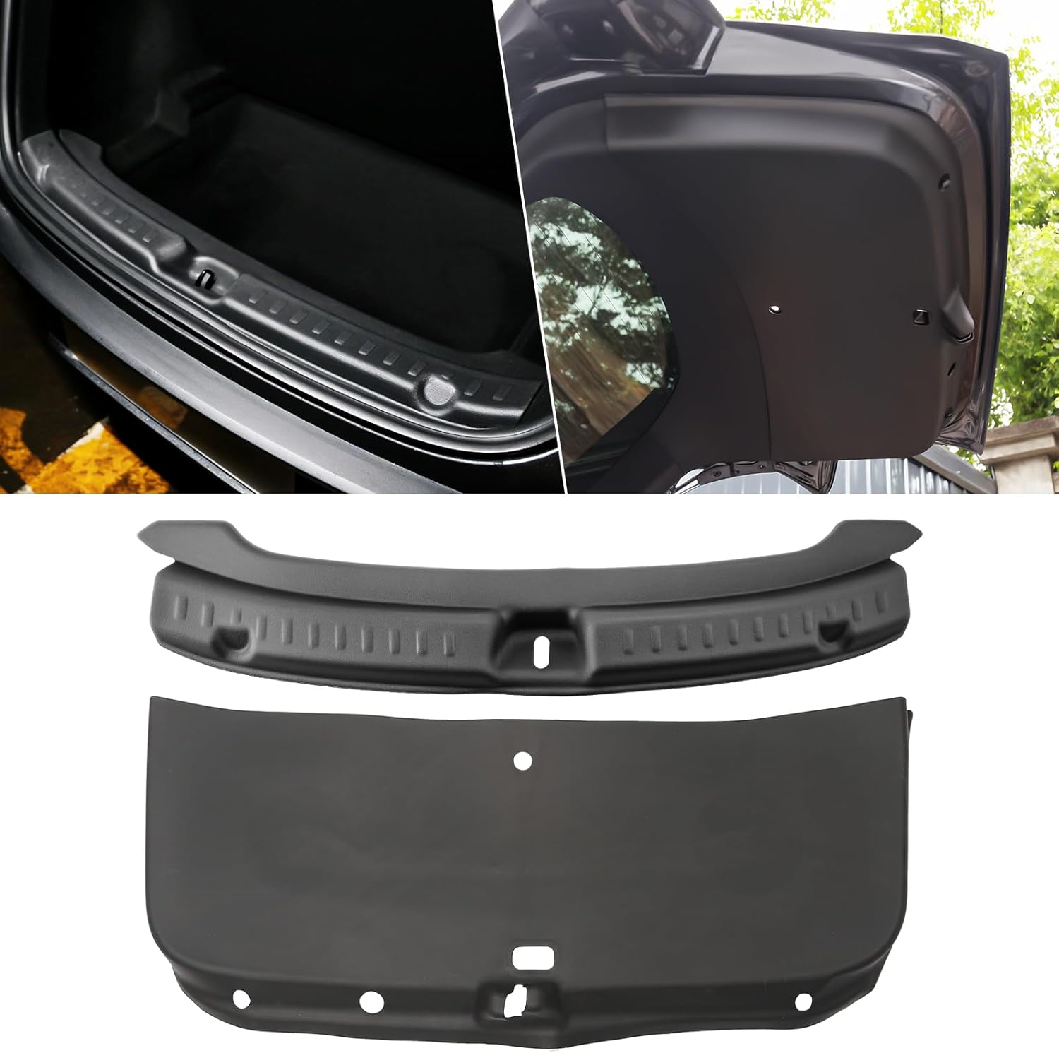 Trunk Tailgate Mat with Rear Bumper Protector Compatible with 2026 2025 Tesla Model Y Juniper TPE Rear Bumper Guard Door Back Protective Liner(2PCS)