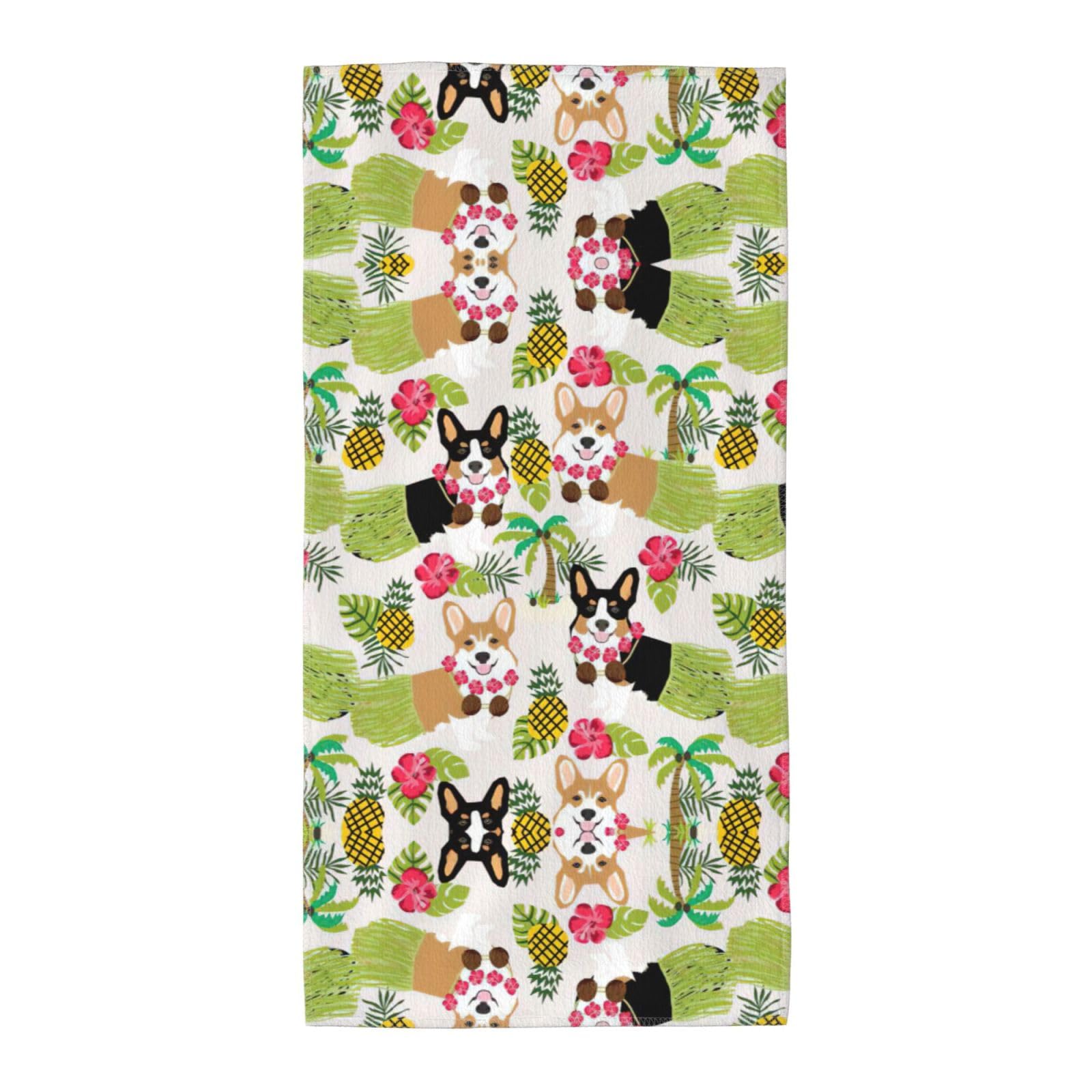 TTIGLHOH Corgi Hawaiian Summer Pineapple Stylish Printed Long Towel Quick Drying For Gym Camping Daily Use