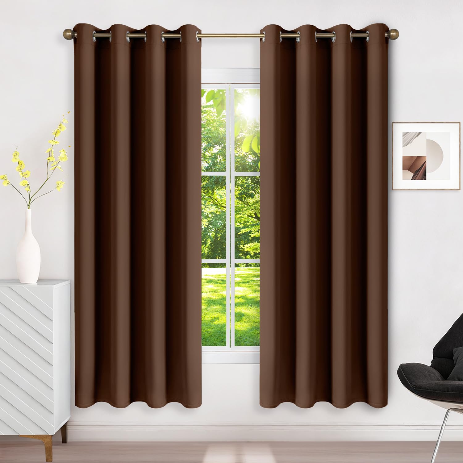 Runyéla Verdunklungsvorhänge mit Ösen Gardinen 2er Set, Vorhänge Blickdicht Thermovorhang Hitzeschutz, Ösenvorhang Thermogardine für Schlafzimmer Wohnzimmer Blackout Curtain