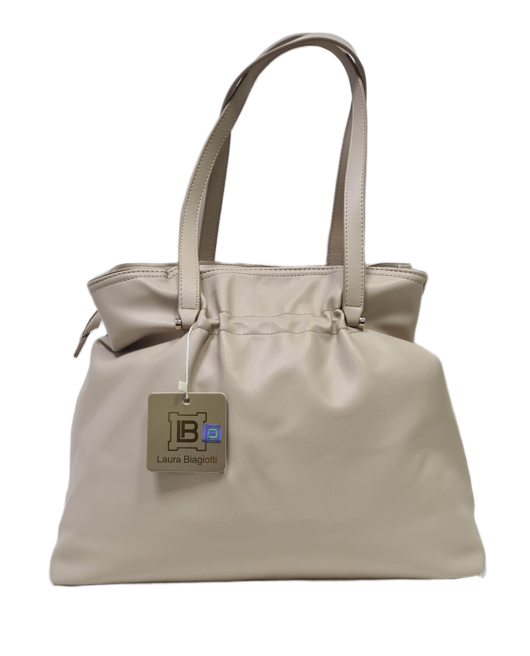 Laura Biagiotti Borsa a Spalla, Due Manici Lunghi, Linea Eclyper, Pelle Sintetica, con Accessori Oro, Dimensioni 41x33,5x14 cm Art. LB26S-252-1 | Leggera