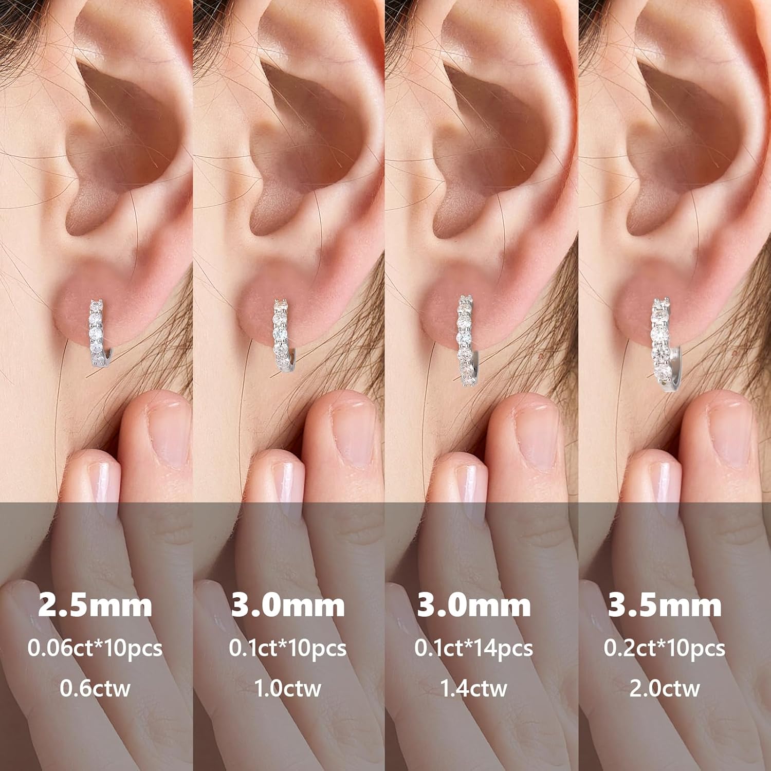 KRKC&CO Moissanite Hoop Earrings for Women, Sterling Silver Gift for Anniversary Birthday, D Color VVS1 Clarity 0.6-2.0Ctw Hypoallergenic Huggie Earrings Stud, White Gold Plated Jewelry for Her - Image 7