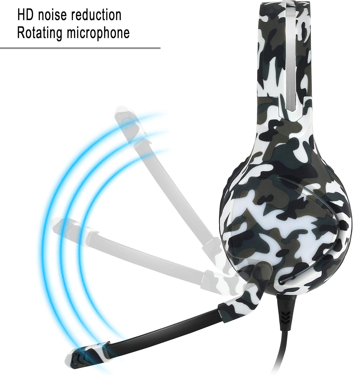 Xbox One Headset, Gaming Headset for Xbox One, Xbox One S, PS4, PC, Nintendo Switch, Laptop, Mac, Computer, 3.5mm Wired Over-Ear Gaming Headphones with Noise Cancelling Mic, Camo White