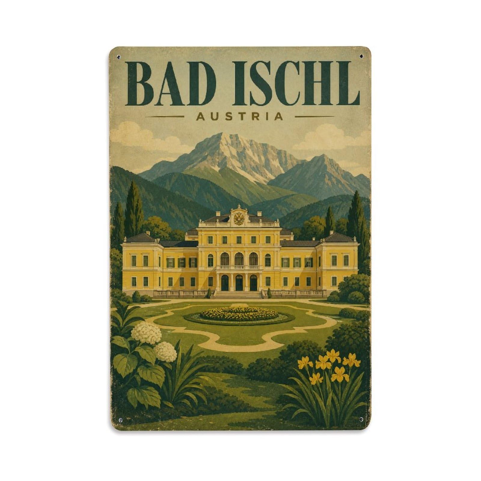 Travel Vintage Austria Bad Ischl Metal Tin Sign