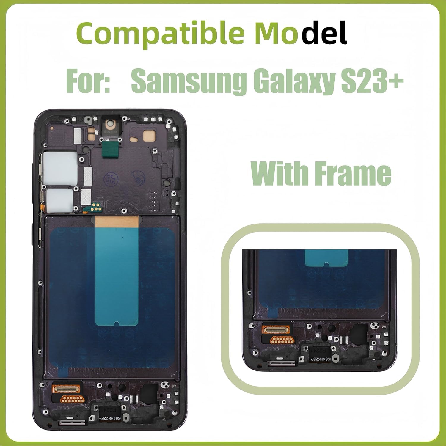 Wyświetlacz OLED do Samsung Galaxy S23+ SM-S916B, SM-S916B/DS, SM-S916U [z ramką] [z odciskami palców] [6,6 cala] wyświetlacz dotykowy LCD z zestawem narzędzi