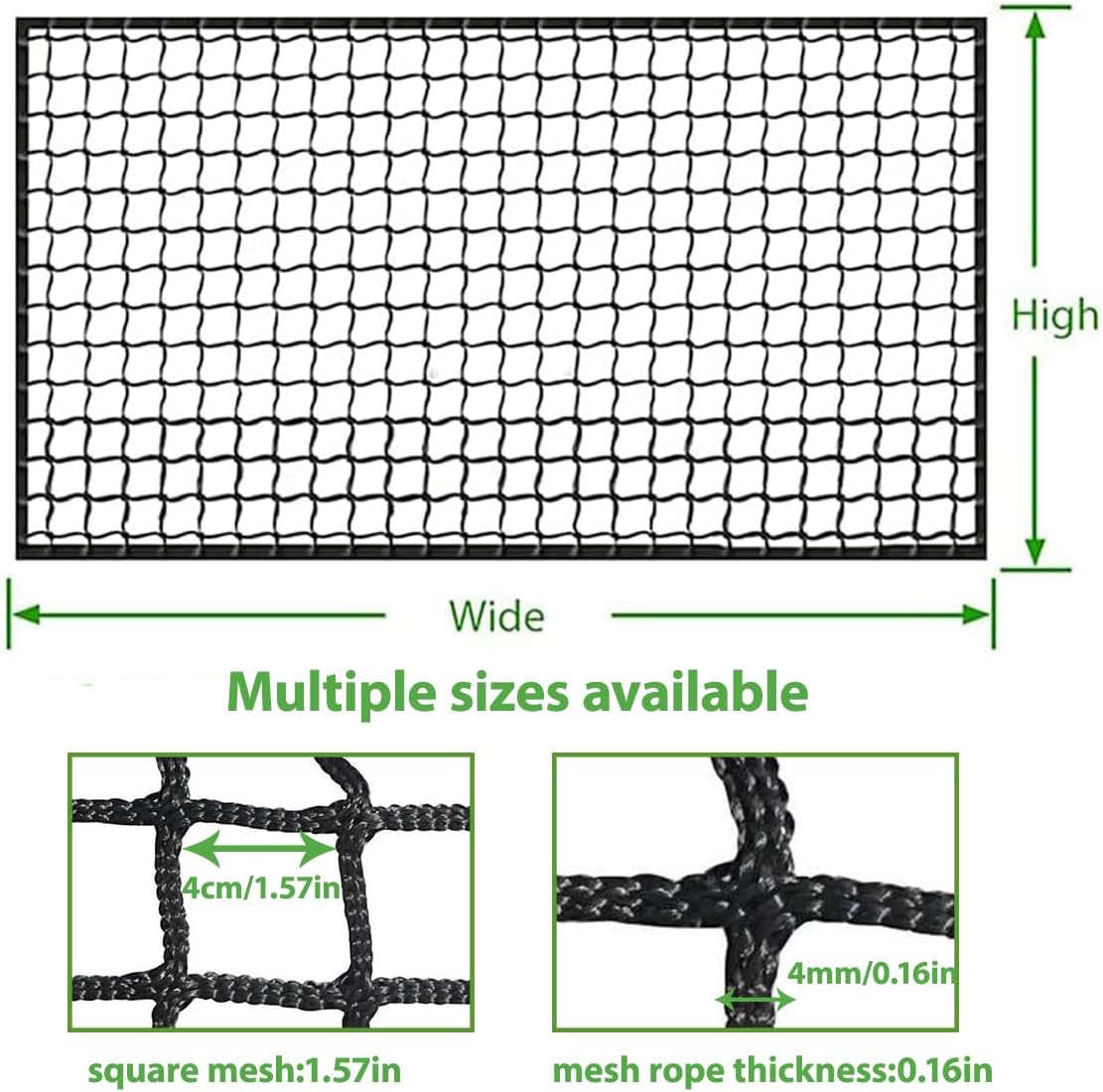 Golf Net Sports Practice Netting Set,Hitting Net for Multiple Sports,Durable Barrier for Baseball Hockey Soccer,Safety Rope Net for Balcony Railings(Size:1M*3M(3.3FT*9.8FT),Color:Black)