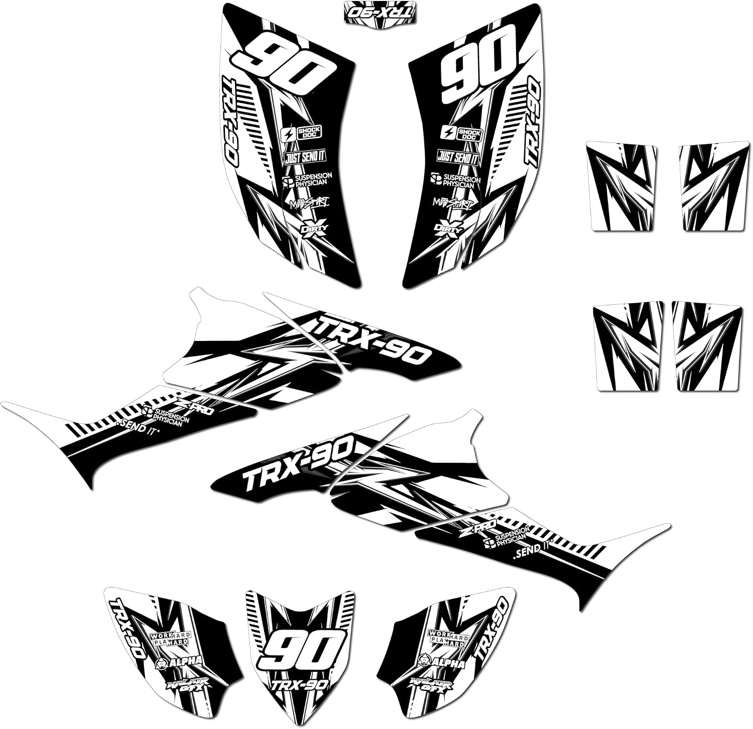 Graphics Kit for Honda TRX 90 (2006-2024) Shred Series Cm 16 Mil- ATV UTV Custom Racing Graphics Stickers Decals Kit, no-plastics
