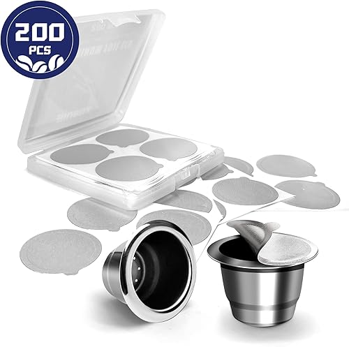 Miniatura 2 de Tapas de papel de aluminio para cápsulas reutilizables, 200 tapas autoadhesivas para cápsulas de café espresso recargables de 1.496 pulgadas de