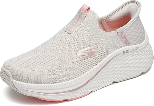 Skechers Women's Max Cushioning Elite 2.0 Eternal Hands Free Slip-ins Sneaker, Natural/Pink, 11