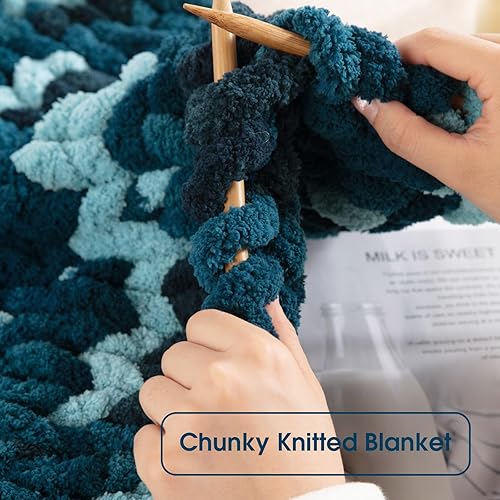 Miniatura 4 de HOMBYS Paquete de 8 hilos de felpilla gruesa de colores mixtos para tejer a mano, hilo suave y esponjoso, súper voluminoso y gigante para tejer con