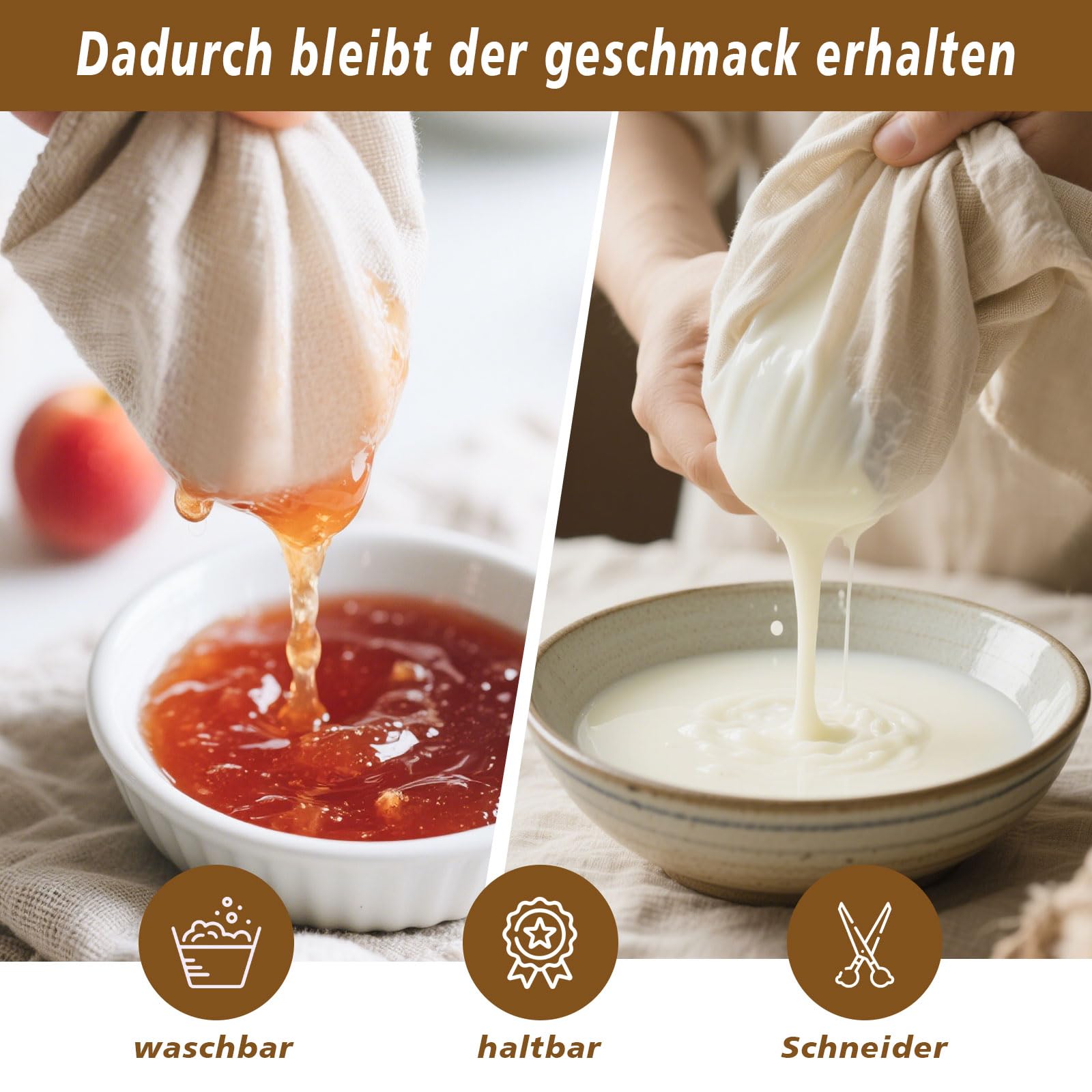 Garza Alimentare 50x50 Cm - Tessuto Filtrante Per Formaggio, Vino, Latte Vegetale E Caffè - Foto 4