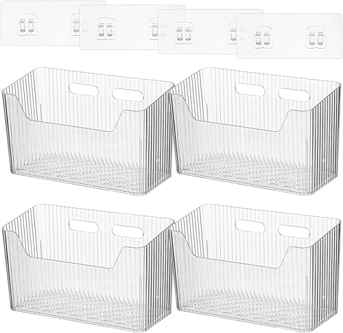 4 cubos organizadores de plástico para montaje en pared, autoadhesivos, para almacenamiento en la puerta del gabinete para cosméticos, artículos de