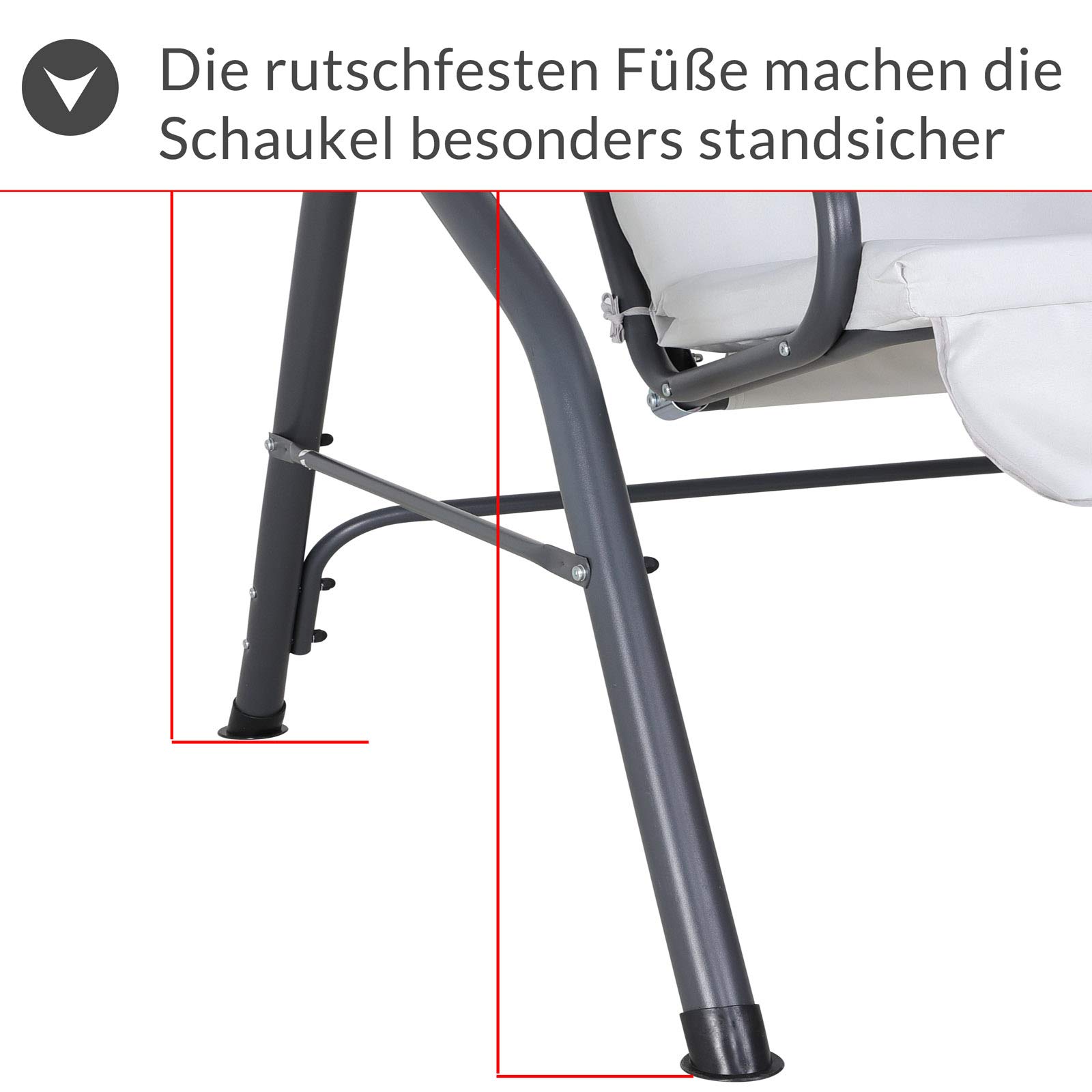 CASARIA® Hollywoodschaukel 2 Sitzer wetterfest Hellgrau 200kg Belastbarkeit Rückenlehne Dach Verstellbar Anti-Rutsch-Füße Garten Terrasse Gartenschaukel 140x112cm