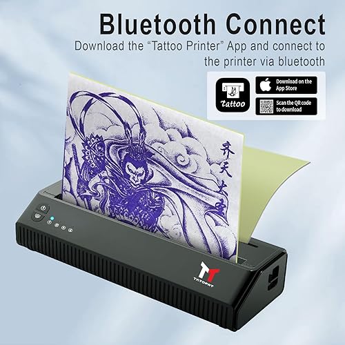 Miniatura 2 de TATOPRT - Impresora térmica de tatuajes Bluetooth inalámbrica para tatuajes, máquina de transferencia temporal de tatuajes, kit de máquina para