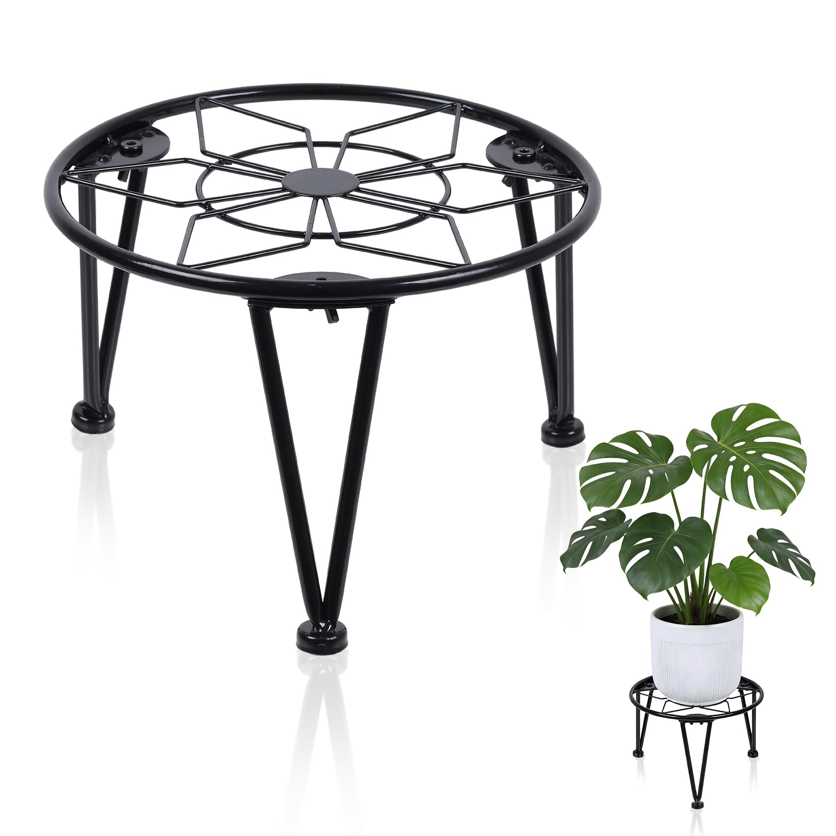 Vigordream Metal Plant Stand Indoor, Heavy Duty planter Holder, Flower Pot Stands, Round Single Plant Shelf Modern Decorations for Home, Patio Garden (Metal)