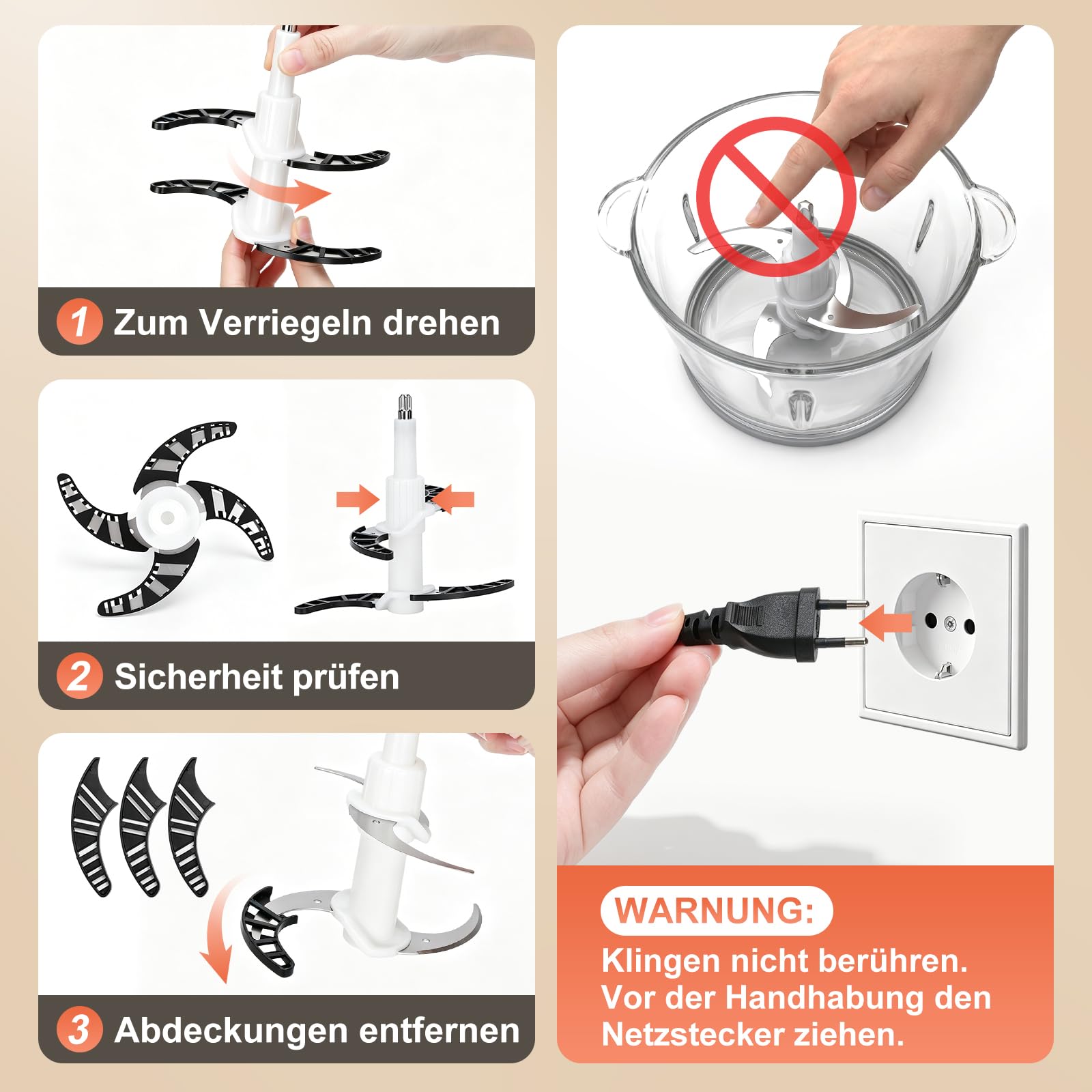 Aigostar Zerkleinerer Küche Elektrisch mit LED-Timer 2 Schüsseln (3L + 2L)