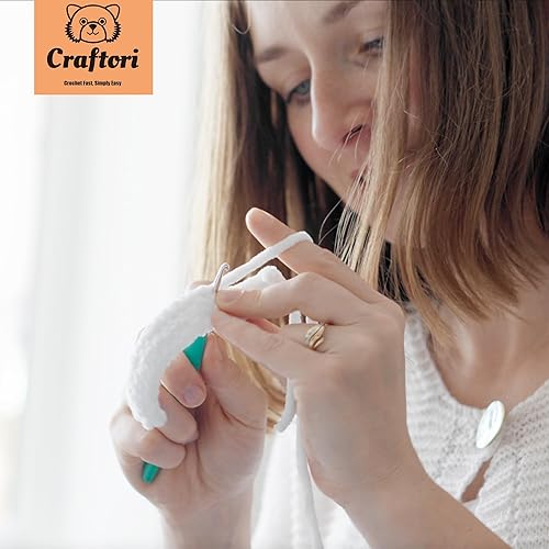 Miniatura 7 de Abudada Craftori Kit de ganchillo para principiantes, kit completo de inicio con hilo fácil de coser, tutoriales en video paso a paso, regalo