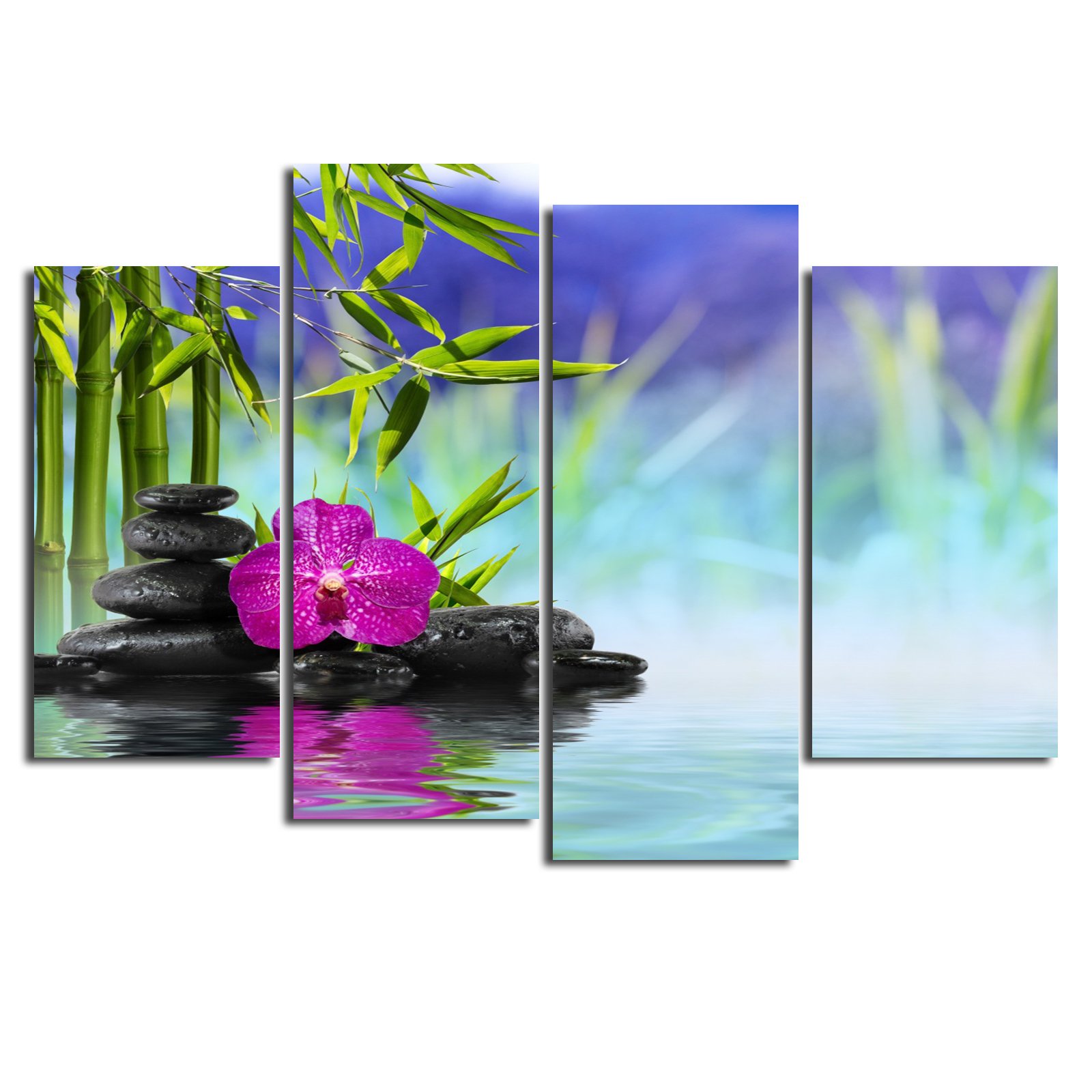Artisweet Canvas Prints Picture Sensations Framed Waterproof 4-panel Spa Flower Stone Canvas Art
