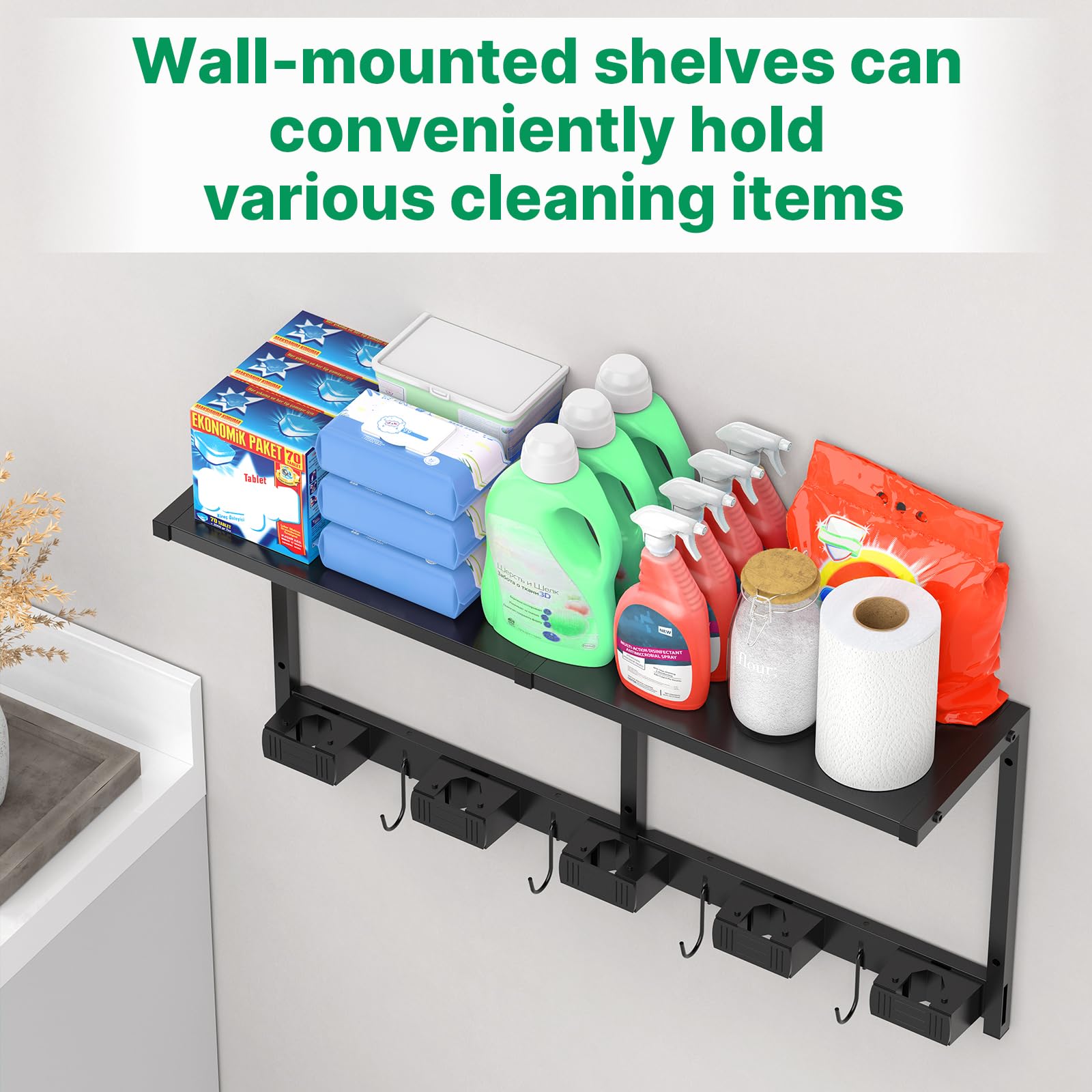CCCEI Broom & Mop Wall Mount Organizer -4