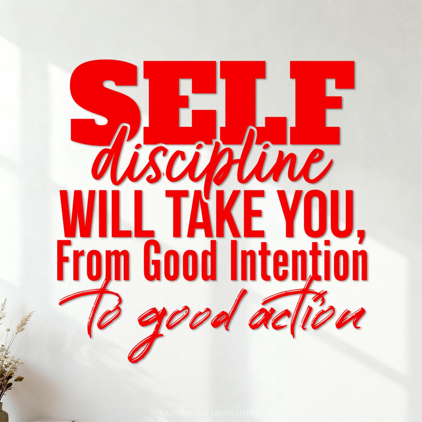 Fine Carving Stickers Motivational and Inspiration Quotes 54x55cm Multiple Size Options Red — image 1