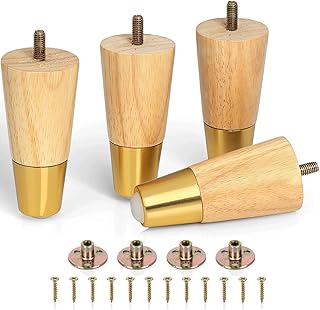 4 Pcs Wooden Furniture Legs 4 Inch or 6 Inch, Couch Legs Heavy Duty, Legs for Furniture Set of 4, Sofa Legs Replacement (4 Inch)