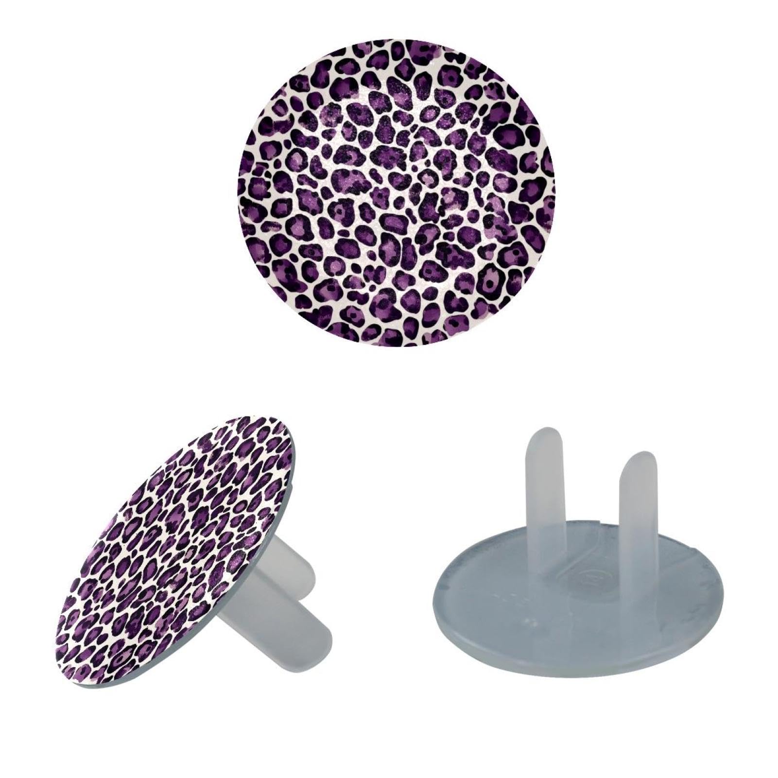 24 Piece Purple Leopard Baby Child Proofing Outlet Covers Safety Socket Protection Caps for Electrical Power Wall Plates