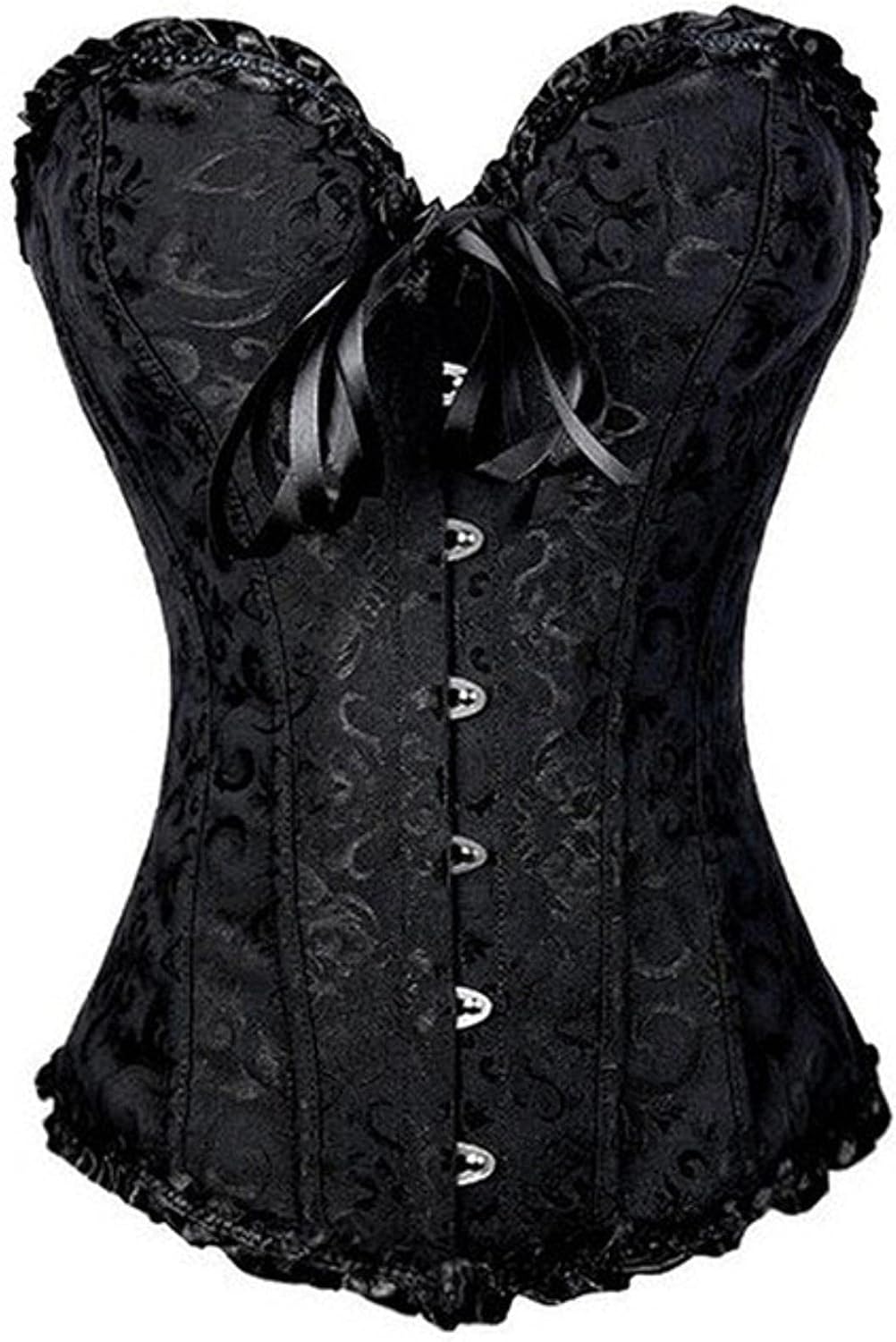 Miss Brown Corsets and bustiers Steampunk Corset Top Waist Gothic Clothing Corselet Brocade Zip Patchwork S-2XL(Black,Small)