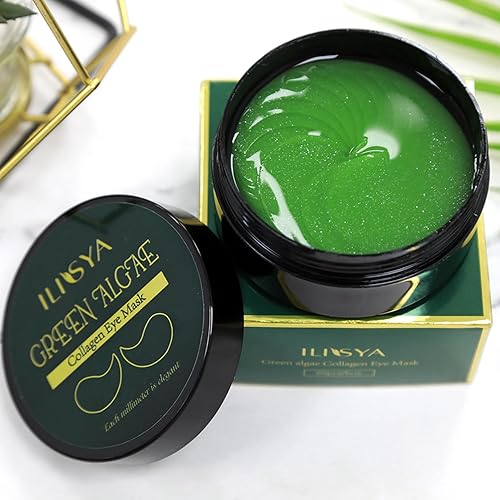 Miniatura 8 de ROUSE Parches de algas verdes para debajo de los ojos, máscara de colágeno con algas marinas para bolsas debajo de los ojos, ojeras, almohadillas de