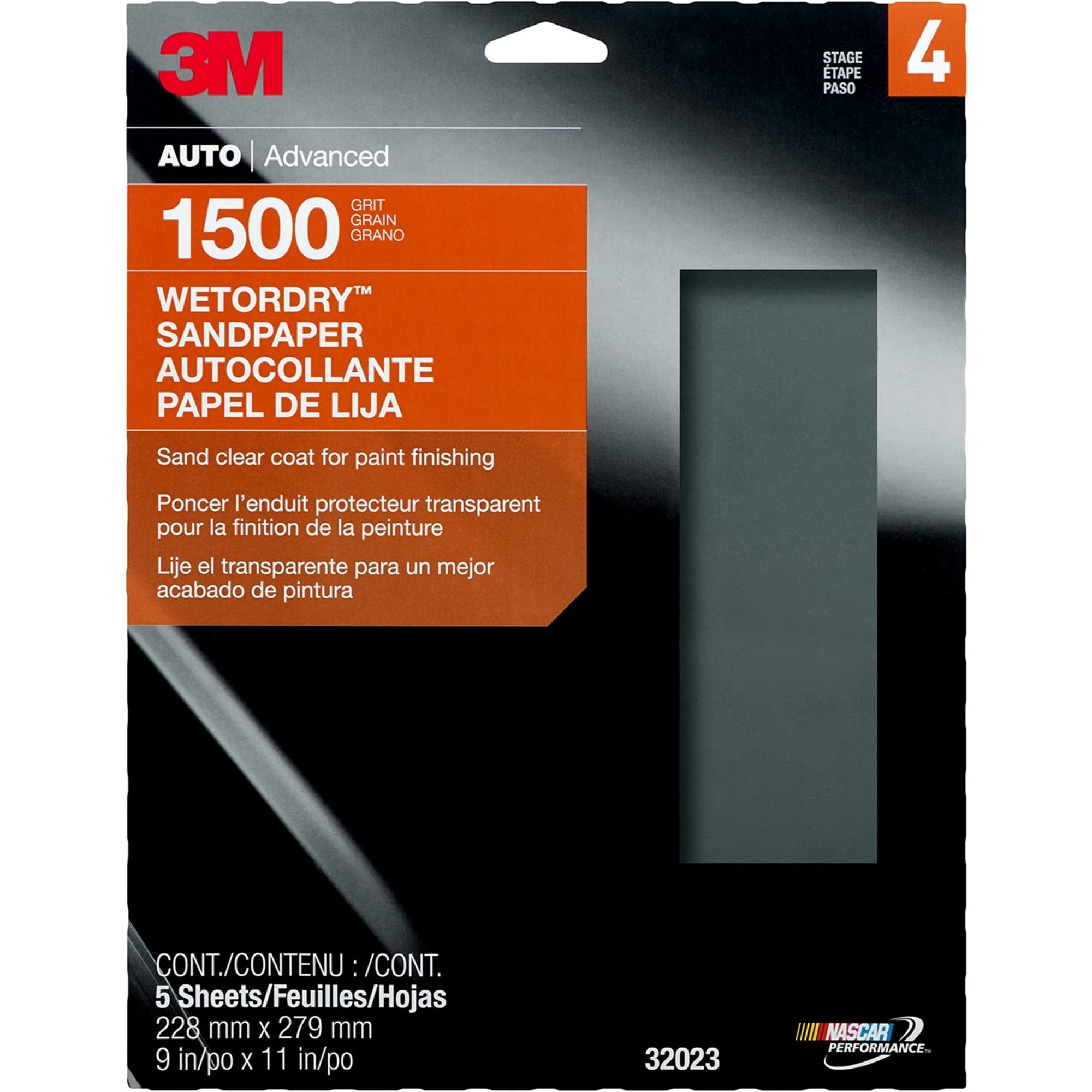 3M Wetordry Sandpaper, 32023, 1500 Grit, 9 in x 11 in, 5 Sheets Per Pack