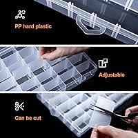 Vista 4 de Gospire 2 piezas, organizador de joyería de plástico transparente con 36 cuadrículas, contenedor de almacenamiento con divisores extraíbles