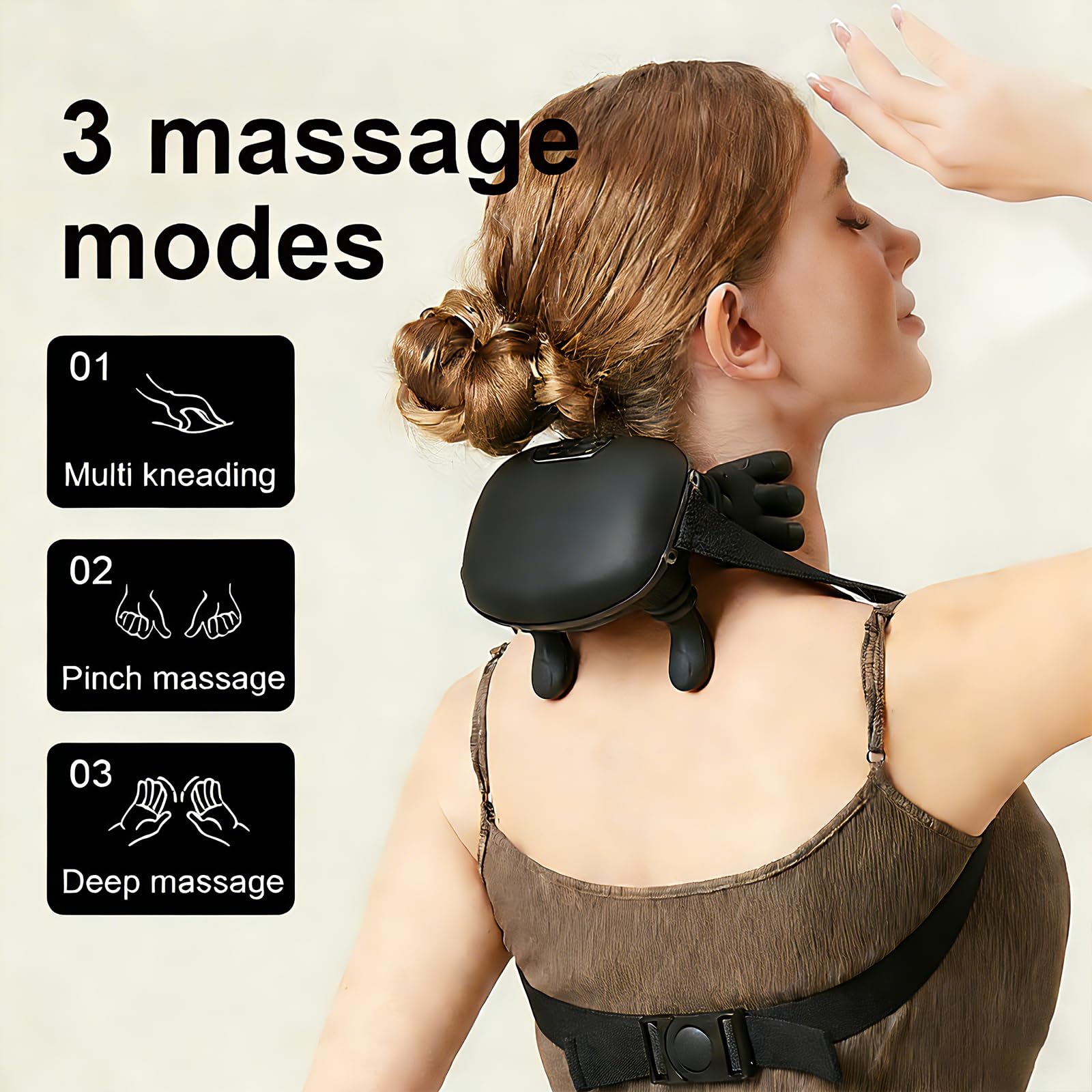 4D Nackenmassagegerät Mit Wärme, Massagegerät Nacken, Nackenmassage, Neck Massager Mit 3 Massagestufen 2 Temperaturstufen, Elektrische Schulter Massagegerät für Nacken,Zuhause,Büro,Reisen (Black)