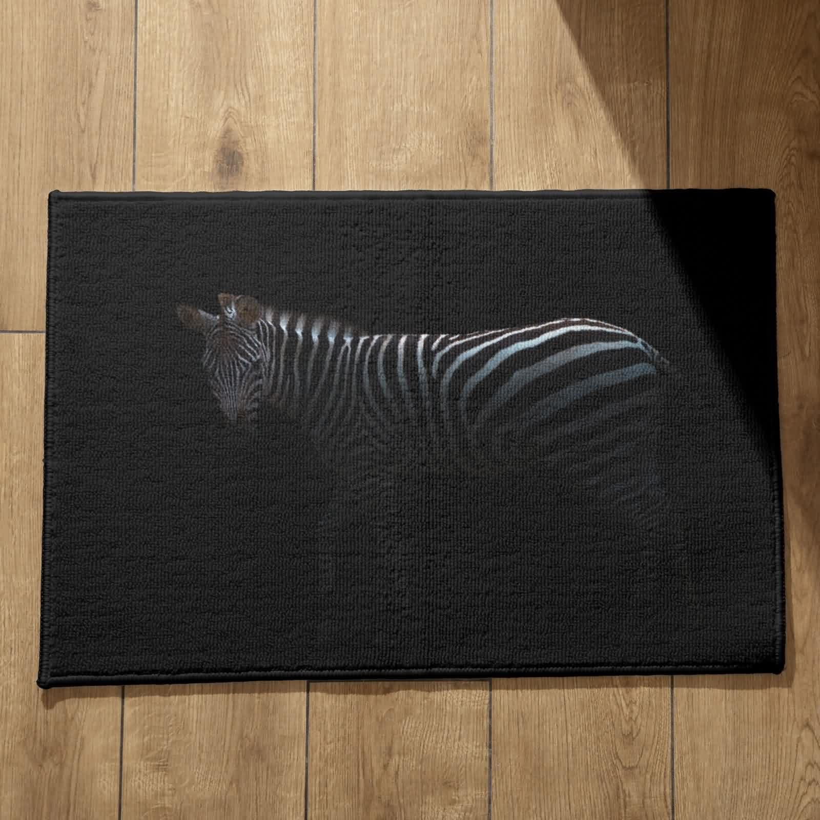 Tapis de porte grand format zèbre pour une entrée et salle de bain design