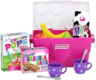 Sophiaâ€™s Doll Hard Sided Cooler with Healthy Snacks Accessory Set Sized for 18-inch Dolls, Multi