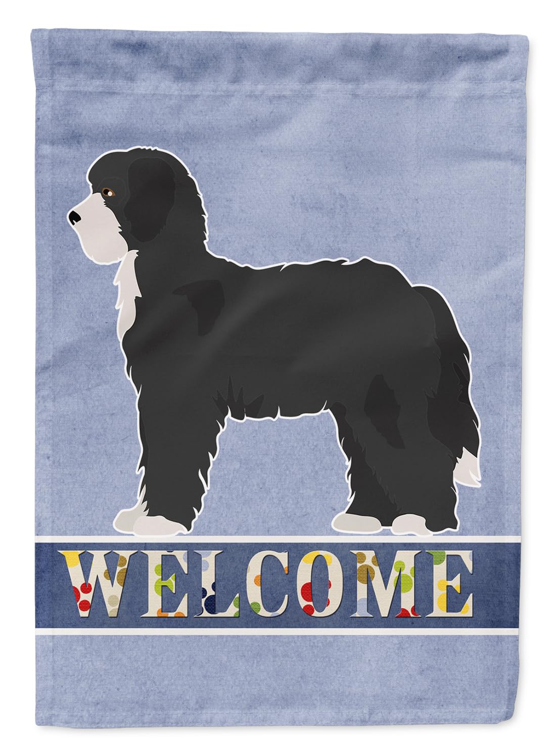 Drapeau jardin Sheepadoodle accueillant idéal pour embellir l'entrée de votre maison en couleur