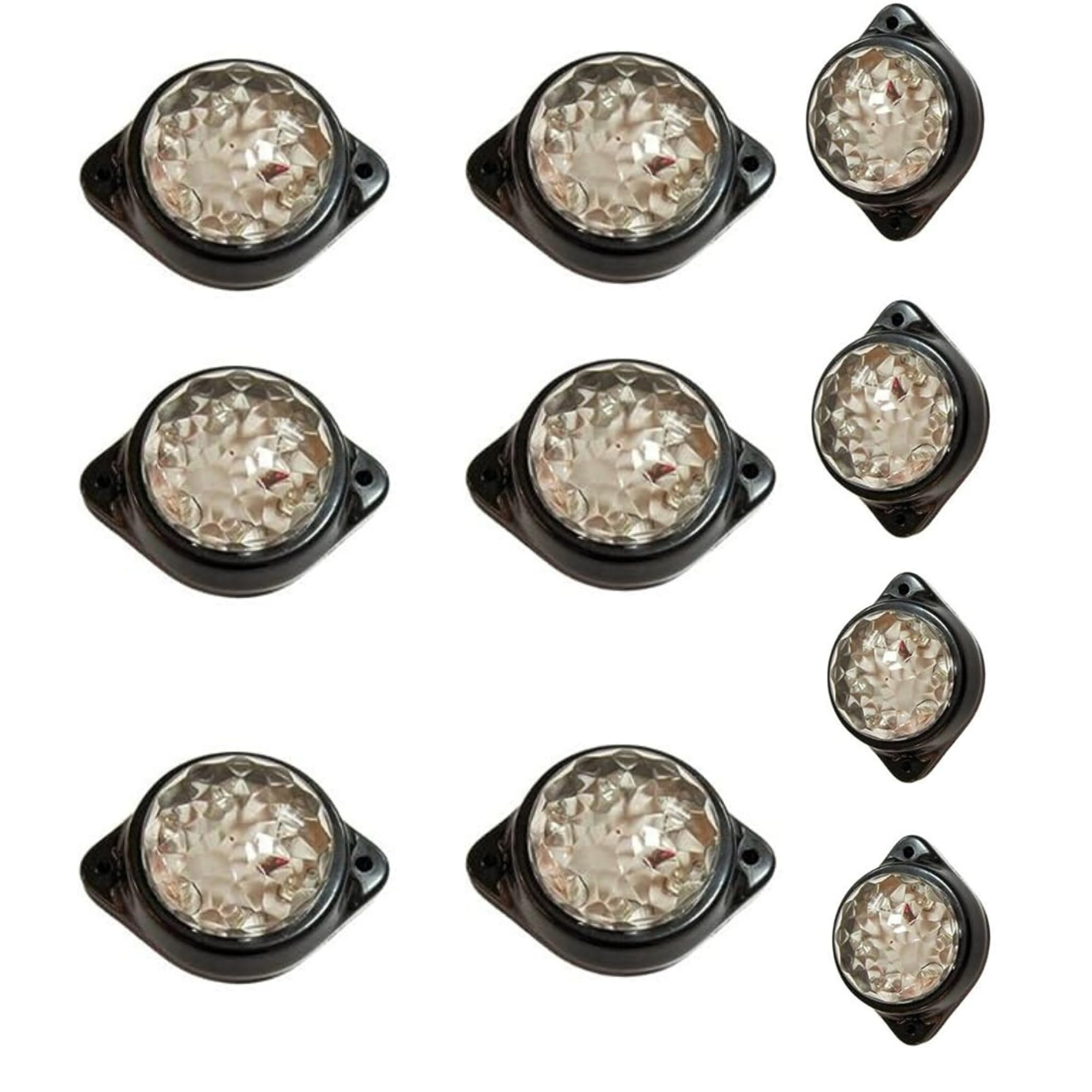Lot de 10 feux de position latéraux arrière à LED transparents pour camions, remorques, marqueurs de cabine, marqueurs de camping-car, lumière LED mari