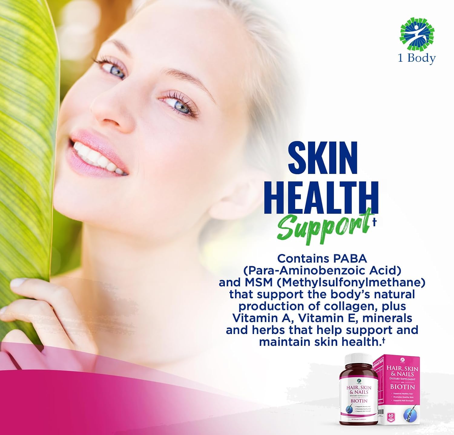 1 Body Hair Skin Nails Growth Vitamin with Biotin - Complete Formula for Men & Women - 2 Pack - Image 7