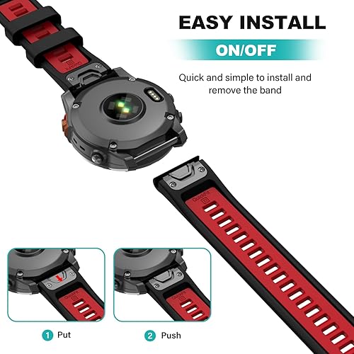 Miniatura 6 de OVERSTEP Correa de reloj para Garmin Fenix 7  Fenix 6  Fenix 5  EPIX 2, correas de reloj de silicona de ajuste rápido de 0.866 pulgadas para