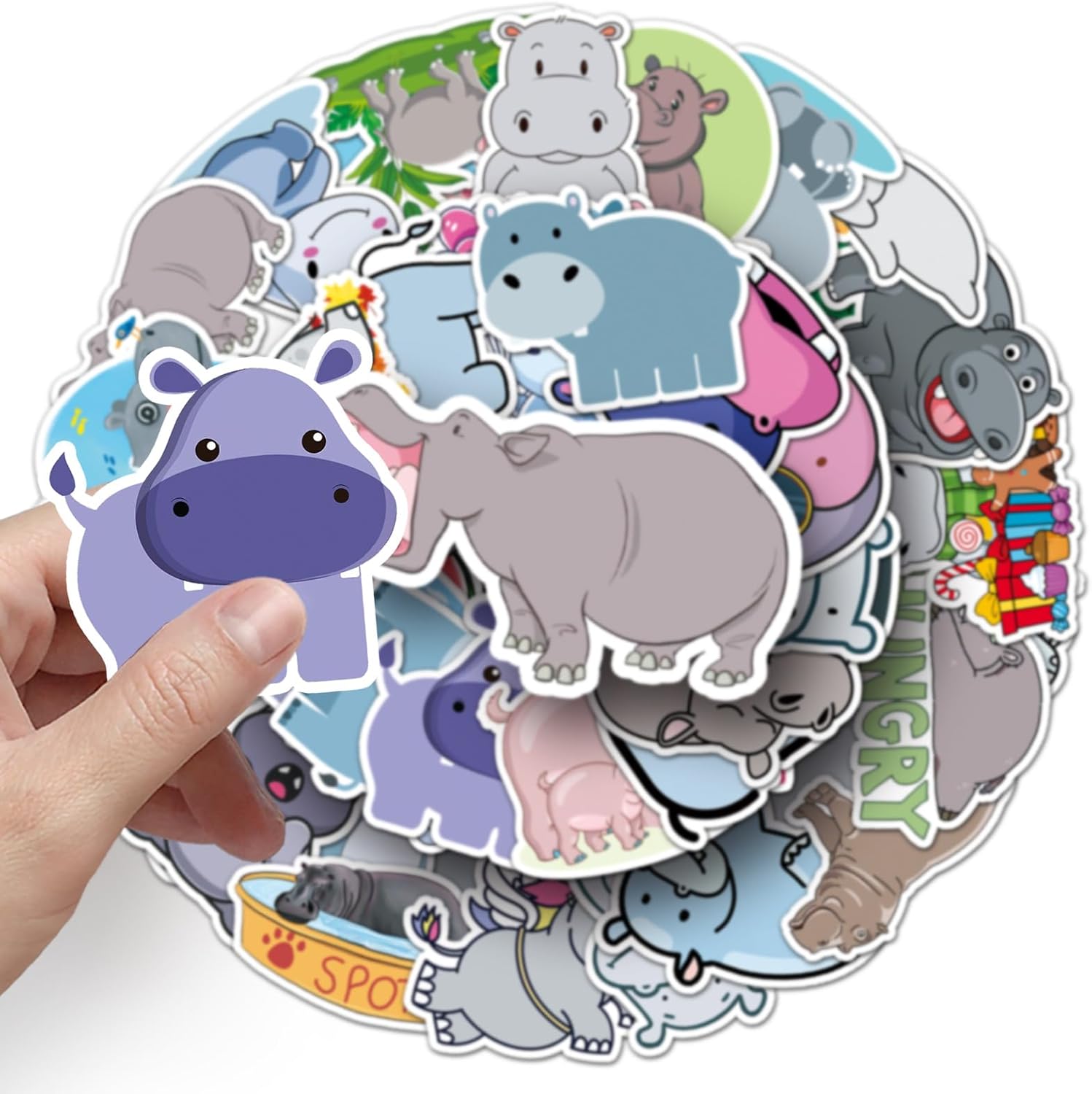 Cute Hippo Stickers, 50pcs Funny Hippopotamus Waterproof Sticker for Kids Teens Adults,ATMBD Cartoon Adorkable Hippo Animal Decorative Water Bottles Laptops Journal Graffiti Decals - Image 7