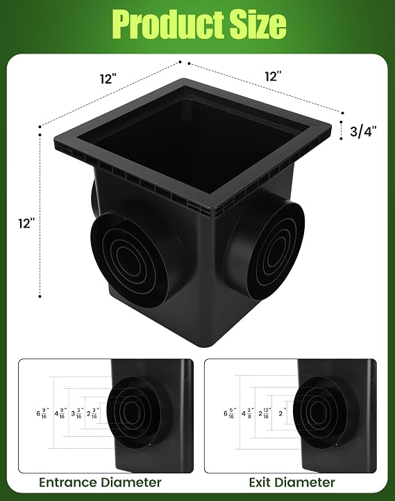 Upgrade 12 in Catch Basin Drainage Kit with Debris Basket Strainer