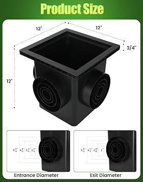 Upgrade 12 in Catch Basin Drainage Kit with Debris Basket Strainer
