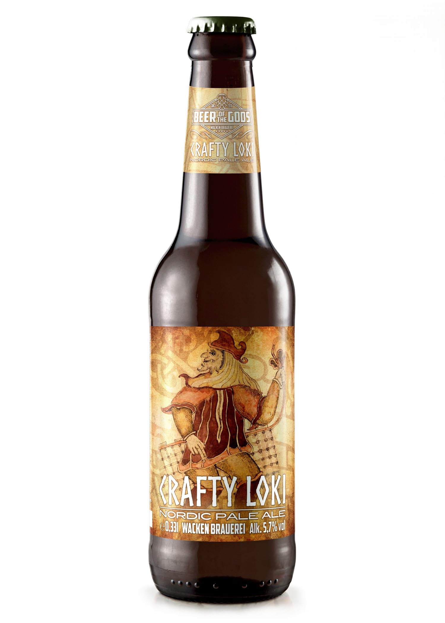 Wacken Brauerei Crafty Loki - Pack de cervezas caseras - 20 botellas de 0,33 l de cerveza nórdica ale clara - La cerveza de los dioses - 2° premio en el World Beer Award