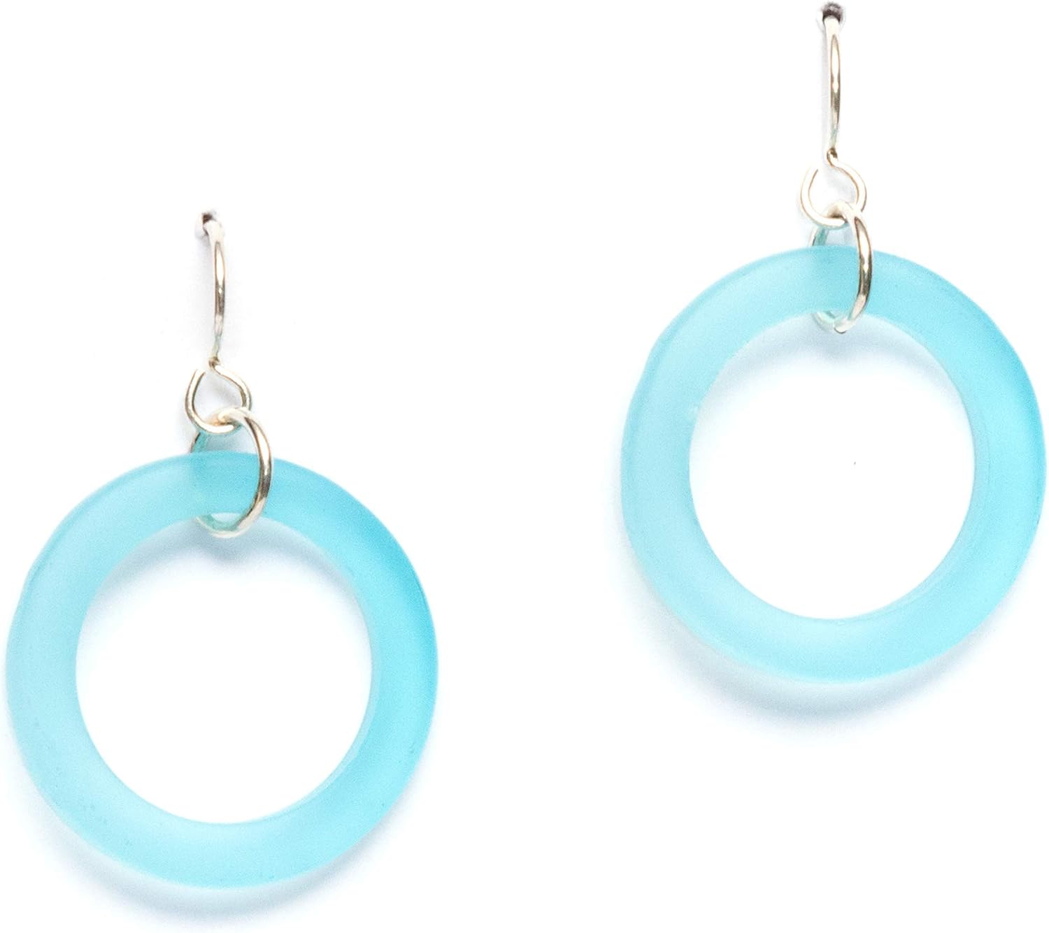 Sea Glass Bottle Top Earrings - Sterling Drop Earrings by EcoSeaCo, using recycled and sustainable material. Handmade in the USA