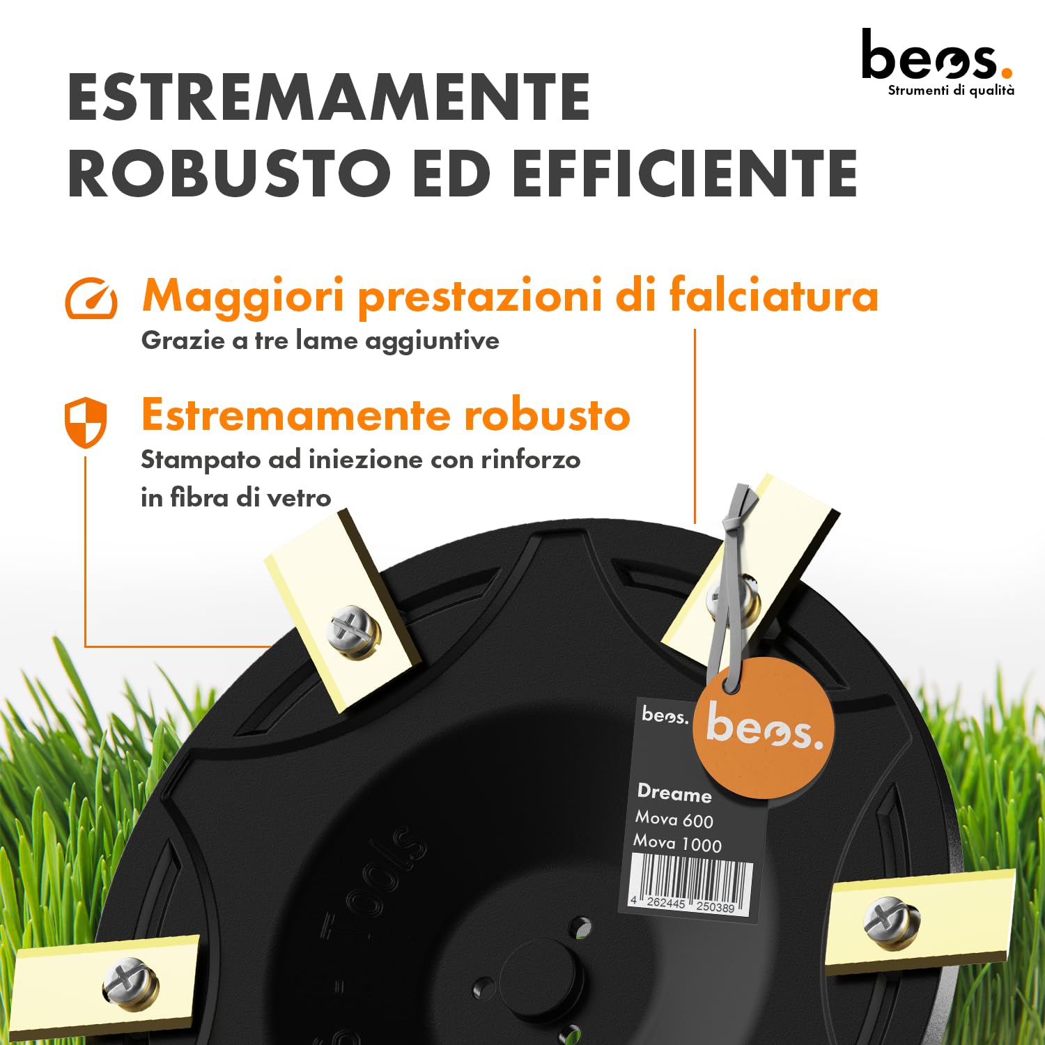 BEOS Premium Robot Tosaerba Tuning - Disco portacoltelli per 6 Lame - per Dreame Mova, ViAX e LiDAX - Disco portacoltelli Rinforzato in Fibra di Vetro - Ø 170 mm