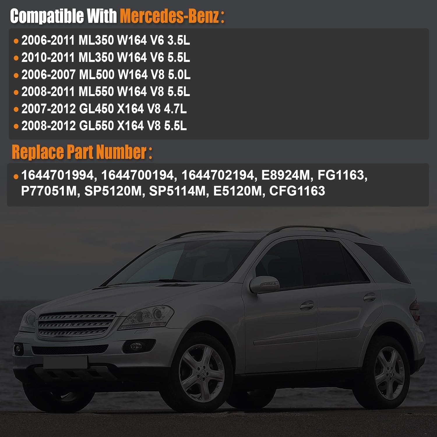 2006-2012 Fuel Pump Assembly Compatible for Mercedes-Benz ML350 ML500 ML550 W164 2006-2011 GL450 GL550 X164 2007-2012 V6 3.5L V8 4.7L 5.0L 5.5L Replace 1644701994 E8924M