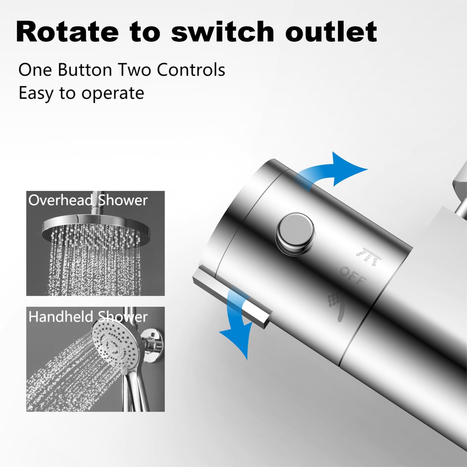 YOOZENA Thermostat Shower Set,Height Adjustable Shower Mixer Set including Overhead Shower,Thermostatic Shower Mixer bar,3-Types Handheld Shower - Image 4